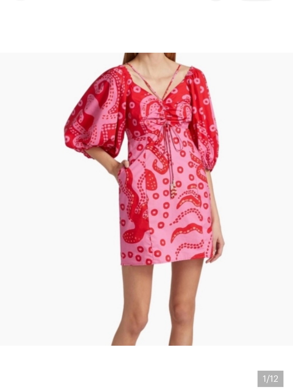 Farm Rio Octo-Cool Puff Sleeve Mini Dress